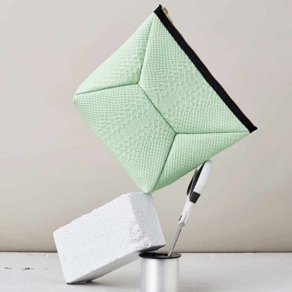 NWT Ampersand as Apostrophe Leather Python Textured Clutch Bag in Mint Green